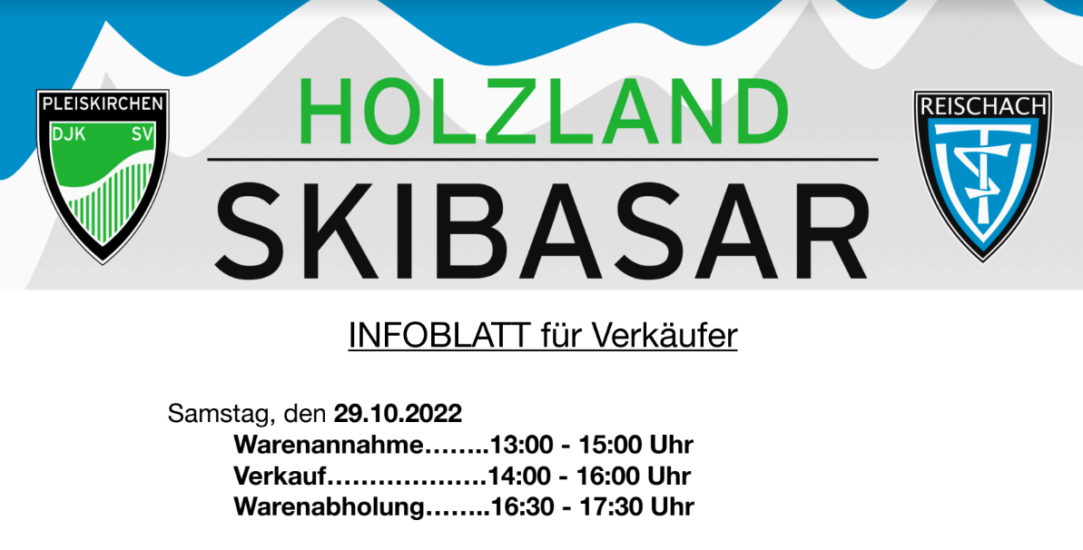 Holzland-Skibasar am 29.10.2022 in der Stockschützenhalle Pleiskirchen!
